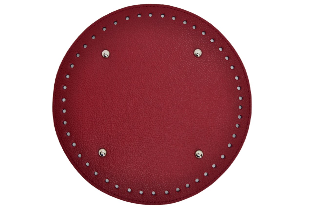 Yuvarlak Deri Çanta Tabanı 22 cm. Kırmızı