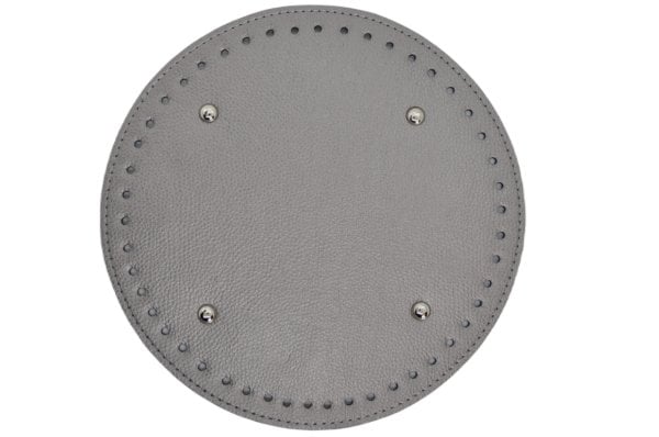 Yuvarlak Deri Çanta Tabanı 22 cm. Metalik Gri